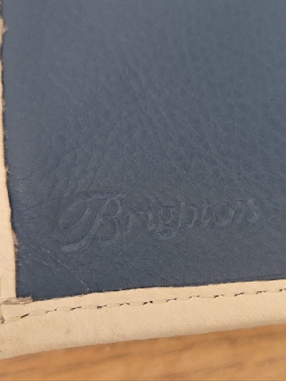 Rare VintageBrighton Barbados Double Flap Trifold Blue & White Leather Wallet - Picture 2 of 14